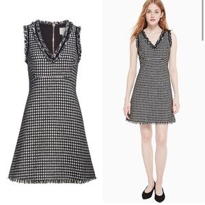 Kate Spade Black and White Houndstooth Tweed Dress Size 2